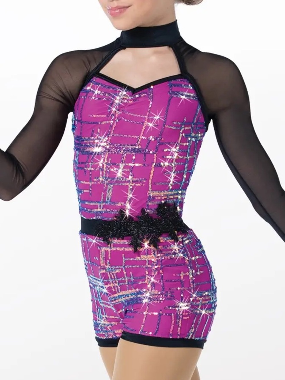 Weissman Purple Sequin Biketard Dance Costume